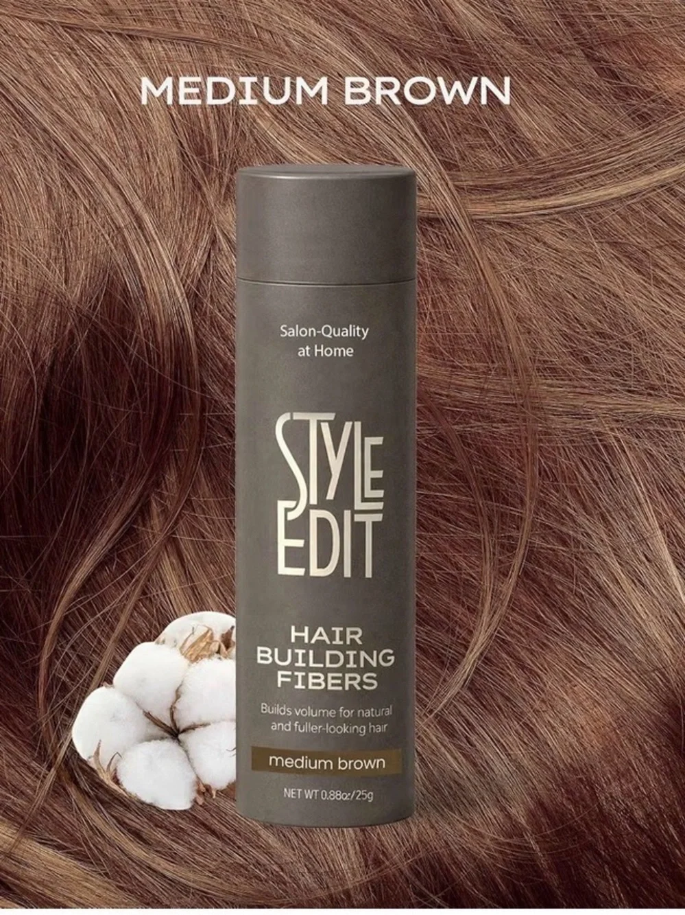Style Edit Hair Building Fibers for Thinning Hair Medium Brown Pack of 2 #094